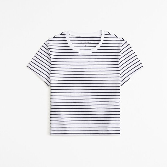 Abercrombie & Fitch Navy Stripe Essential Baby Tee size Small - Picture 1 of 6